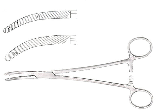 Heaney Hysterectomy Forceps, Curved, Single Groove; Length: 30.5cm (12")