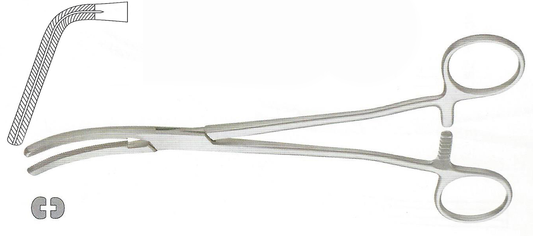 Rogers Hysterectomy Forceps, Angled; Length: 22cm (8.75")